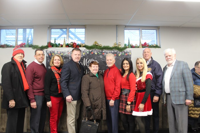 New Hyde Park Board of Trustees with North Hempstead Town Supervisor Jennifer DeSena, Anthony Jackson, Marie Jackson, Legislator Scott Straus and Council Member Dennis Walsh.