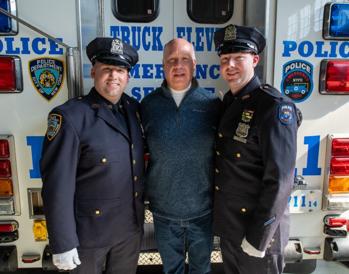 Bryan, Scott, and Christopher Strauss (L-R) all served in the NYPD's Emergency Services Unit.