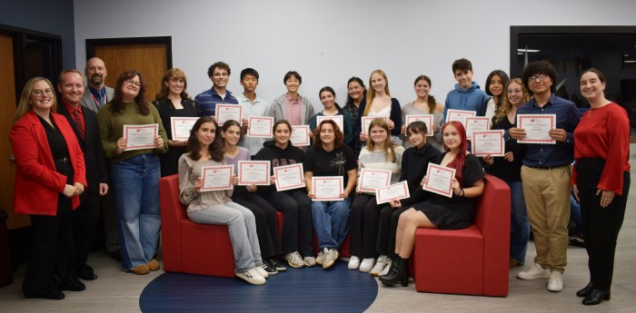 At the Oct 30 meeting, the Mineola Board of Education recognized the Mineola High School Mustangs Marching Band for their New York State Championship victory.