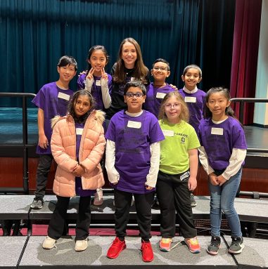 Music teacher Joanna Malaszczyk is pictured with the PEAK students from Hillside Grade School and Manor Oaks School.