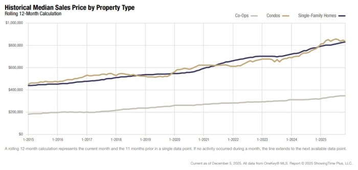 Single-family houses and coops in Nassau saw prices rise in November, although condo prices declines.