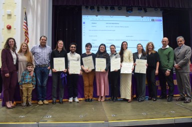 Superintendent Francesco Ianni recognized Theodore Roosevelt Elementary School staff for their extraordinary response to a medical emergency that saved the life of kindergarten student Sebastian Melendez.
