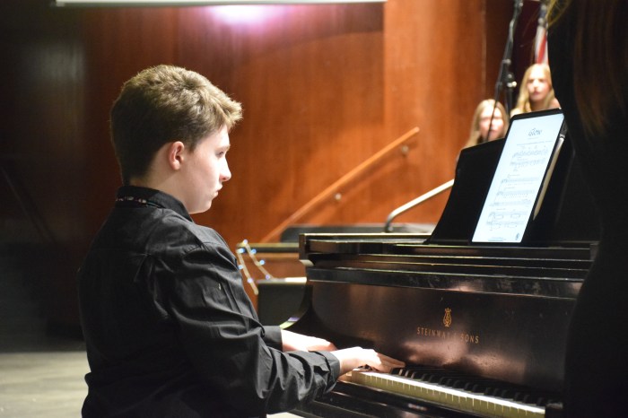 Locust Valley Middle School student Jack Kelly accompanied the eighth grade chorus on the piano.
