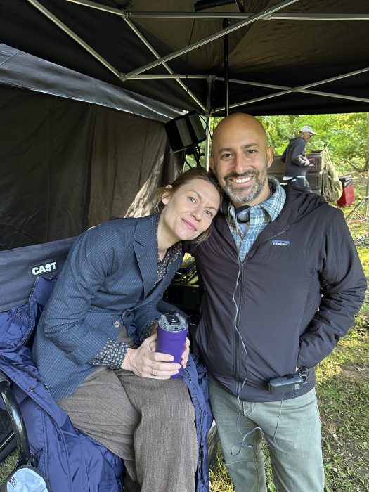 Claire Danes and Gabe Rotter on set of "The Beast in Me." 