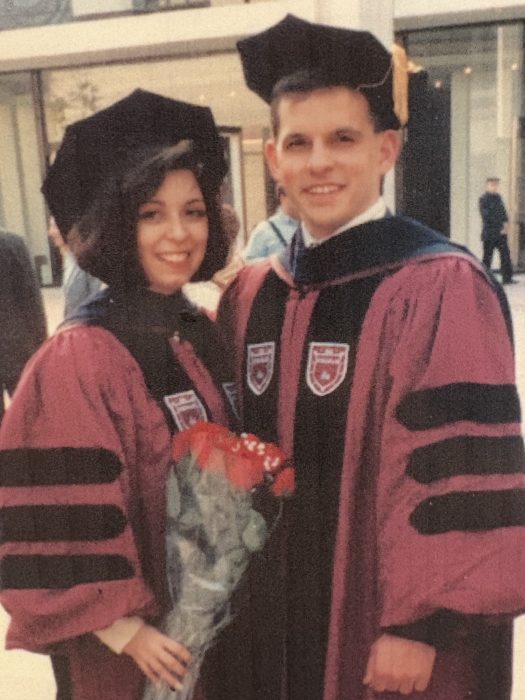 Dina and Joseph D'Alonzo at their law school graduation from Fordham University.