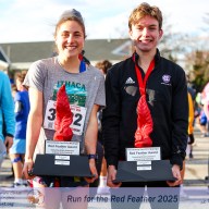Top female winner, Lola Gitlin and Top male winner, William Schimitisch of the Port Washington Thanksgiving Run 2025.