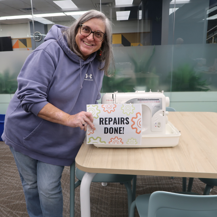 A sewing machine was repaired during the event. 