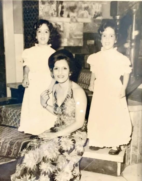 Janet Nina Esagoff, her mother Parry Yousefzadeh, and her twin Jacqueline Harounian (R. to L.) in Iran