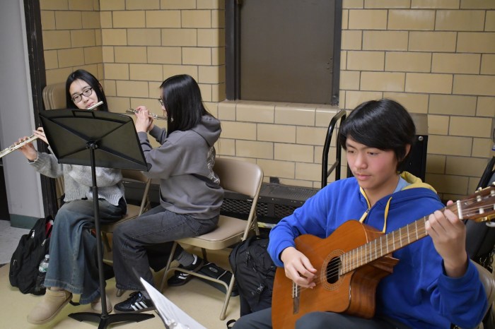 Members of the Tri-M Honor Society filled the hallways with music during the Herricks Art Student Recognition Show on Dec. 18.