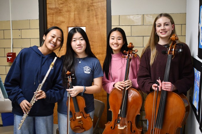 Student band members at the district's art show.