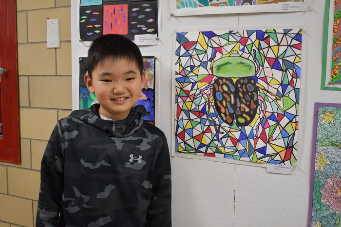 Students were happy to present their art to community members.