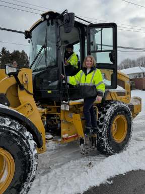 North Hempstead Town Supervisor Jennifer DeSena checked in on progress with the plows.