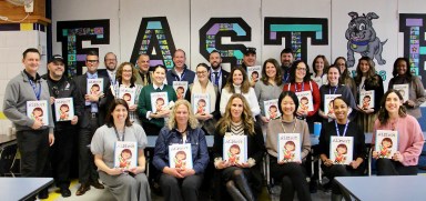 “Mystery Readers” with their books at East Hill Elementary School.