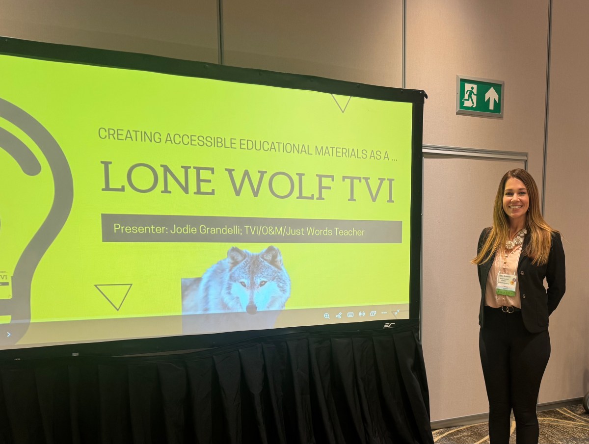 Roslyn educator Jodie Grandelli at the New York State Association for Education & Rehabilitation of the Blind & Visually Impaired annual conference.