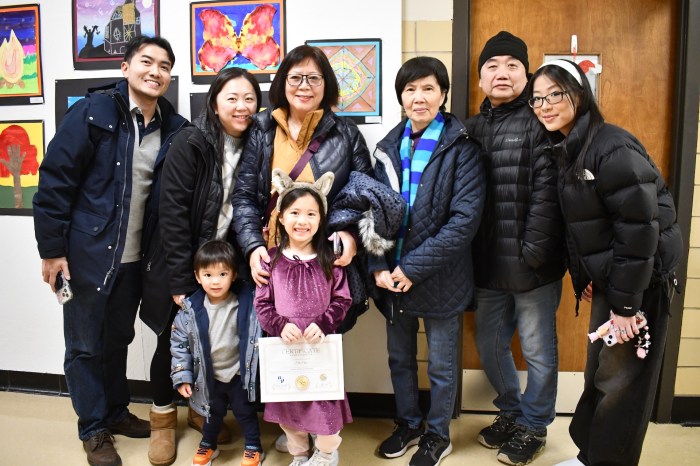 Family members were proud to celebrate their student’s creativity at the Herricks Art Student Recognition Show on Dec. 18.