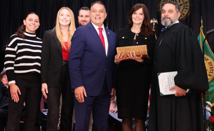 Oyster Bay Town Supervisor Joseph Saladino was sworn into his newest term in office.