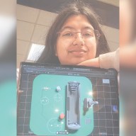 Young entrepreneur Inaya Sayed with her Sound Damp, which she developed in NYIT's NEST program.