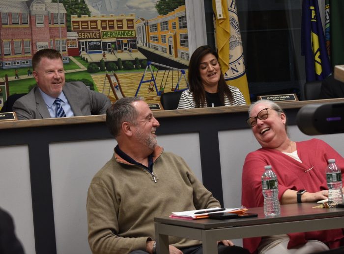 The meeting contained updates from village officials (L. to R.) Christopher Devane, mayor; Igor Sikiric, superintendent of public works; Madhvi Nijjar, deputy mayor; and Rebecca Sheehan, village clerk-treasurer.