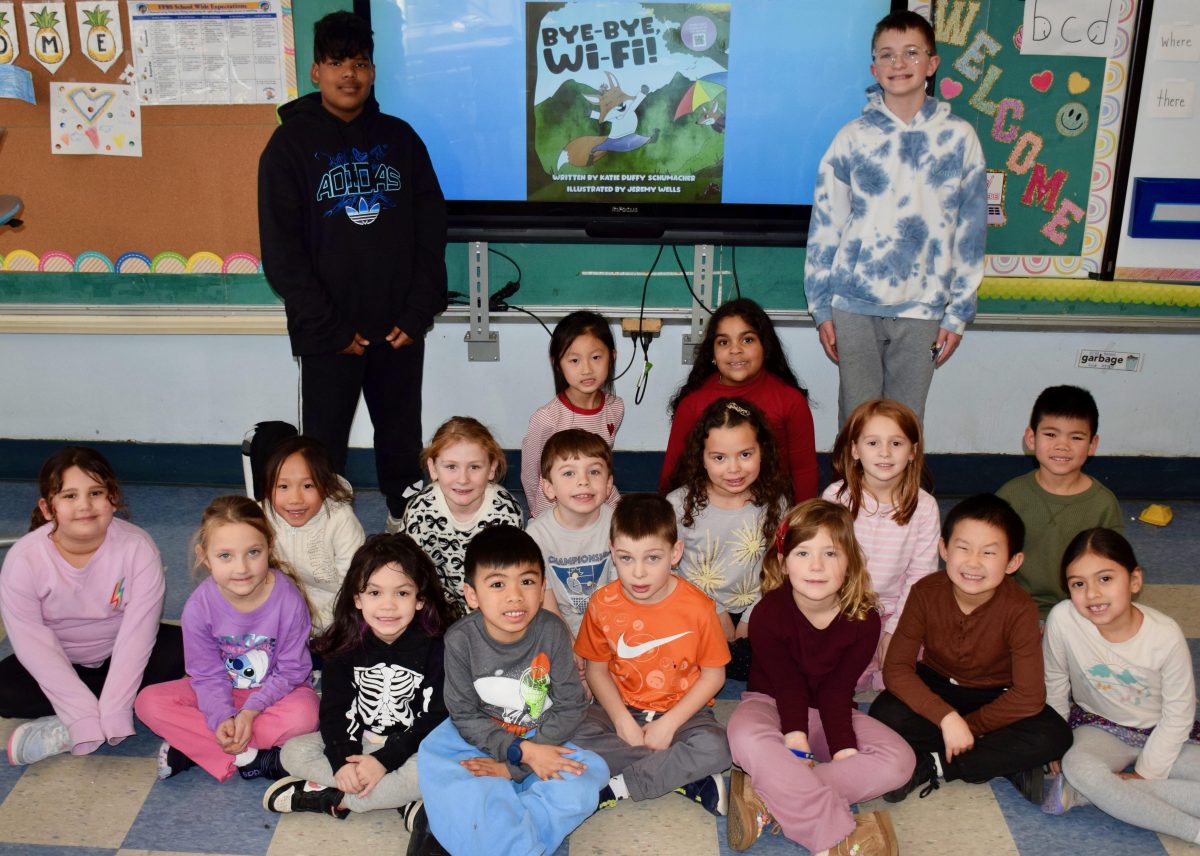 Floral Park-Bellerose School’s Don’t Press Send Club read “Bye-Bye, Wi- Fi!” and met with their younger peers throughout January.