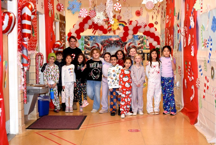 Students in 'Candy Cane Lane.'