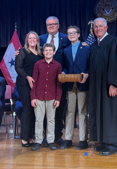 Oyster Bay Town Council Member Andrew Monteleone was joined by his family for his swearing in.