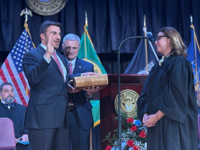 Oyster Bay Town Council Member Louis Imbroto was sworn into his newest term in office.