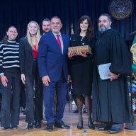 Oyster Bay Town Supervisor Joseph Saladino was sworn into his newest term in office.
