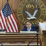 Oyster Bay Town Supervisor Joseph Saladino and the town board held a public hearing about traffic law changes.