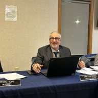 Trustee Steven Hope, Deputy Mayor Barton Sobel, and Trustee Anne Mendelson (L. to R.)
