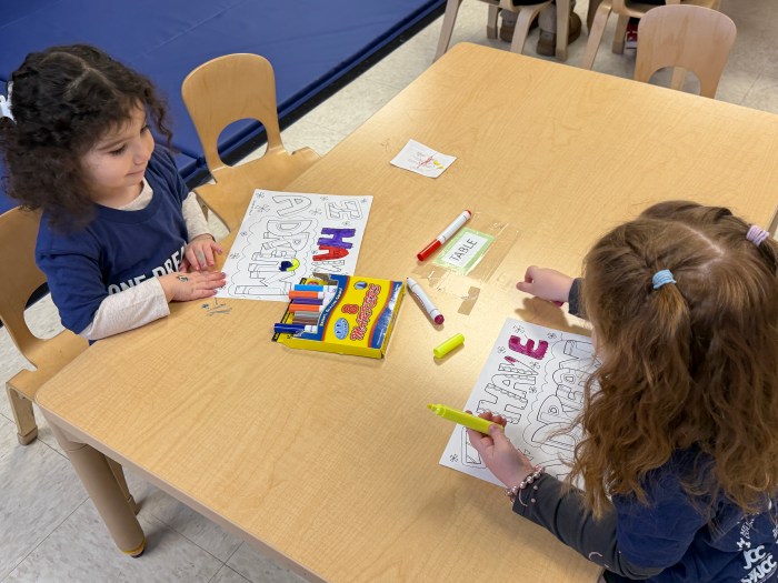 Children took part in the day of service by coloring and listening to stories.