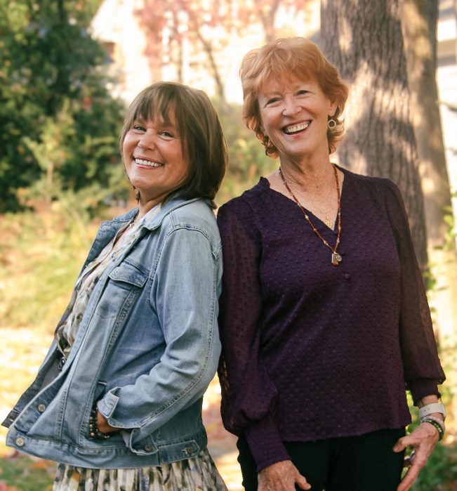 Eve McCann (L.) is a Reiki practitioner, and Maureen Moynihan (R.) practices hypnotherapy.