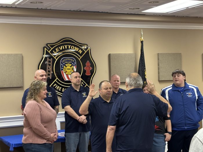 Matthew Angelletta was sworn in as the Levittown Fire Department's newest chief.