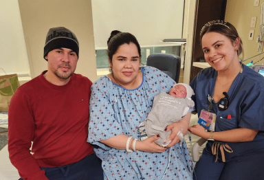 Ana Elena Gutierrez-Tavares, Luis Gutierrez, Mateo Gutierrez, and Ana's cousin Elizabeth Marin, (L. to R.), who was on the team that delivered her baby.