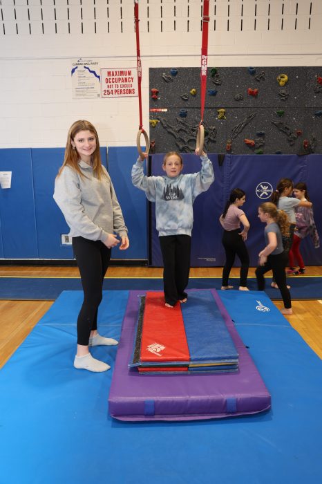 Students learned new gymnastics skills. 