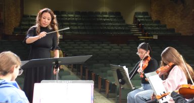 Composer and conductor Soon Hee Newbold visited Locust Valley Middle School/High School for a workshop and concert