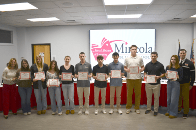 At the Dec. 18 meeting, the Mineola Board of Education proudly recognized the exceptional students of the Mineola High School Class of 2026 Physical Education Leadership Program.