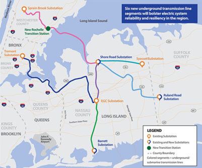 The proposed route within Nassau County of the Propel NY Energy Project.