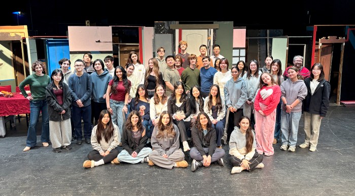 Theatre South students getting ready to perform Clue: On Stage