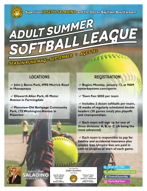 The Town of Oyster Bay has announced its summer softball league registration is now open.