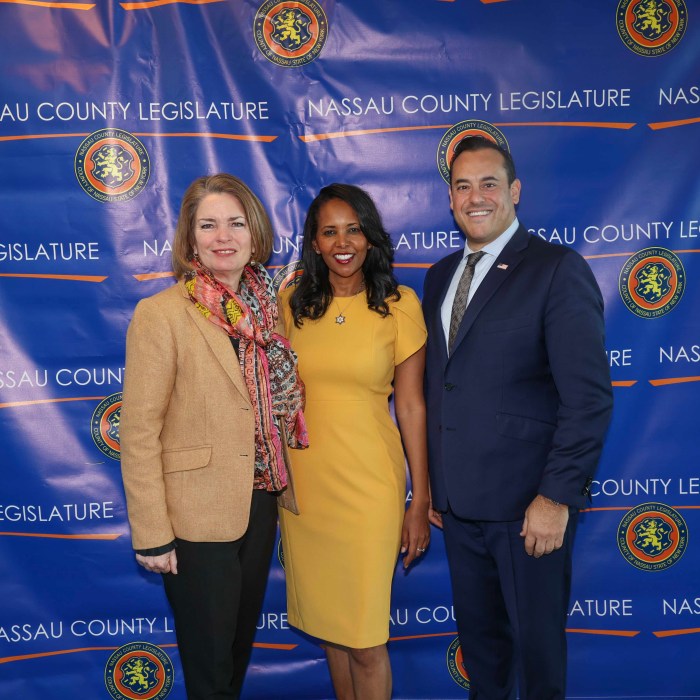 North Hempstead Town Supervisor Jennifer DeSena, Legislator Mazi Pilip and Council Member Yaron Levy (L. to R.). 