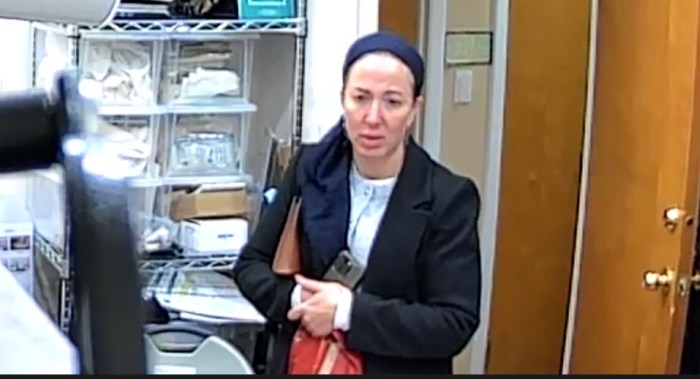 Police are looking for three people connected to an alleged grand larceny at a Roslyn Heights temple.