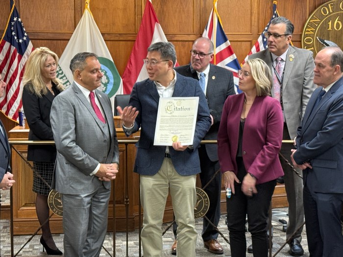 Samuel An received a citation from the Oyster Bay Town board. 