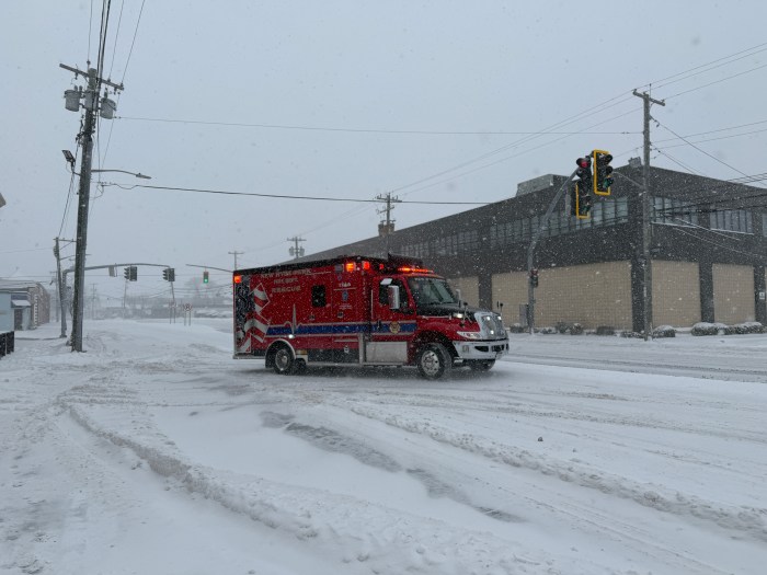 Emergency vehicles made their way through Winter Storm Fern. 