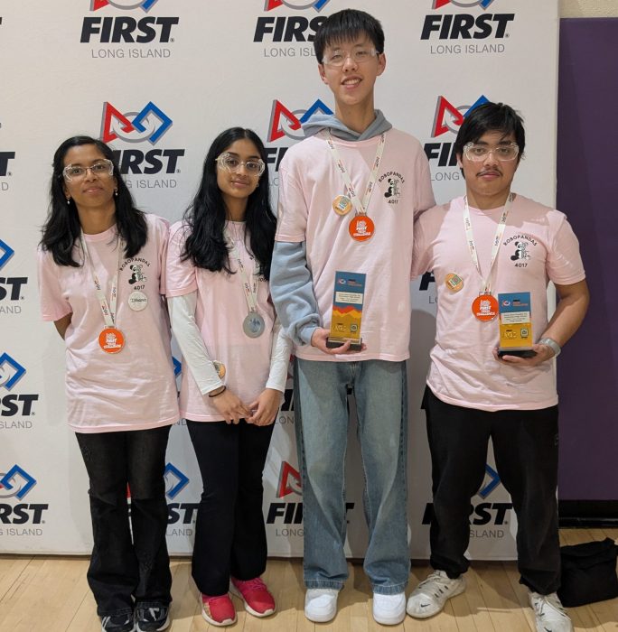 Members of Team 4017 Robopandas, (L. to R.) New Hyde Park Memorial High School students Ishana Lakshmi, Rishita Masireddy, Ethan Lin and Zarif Abrar.