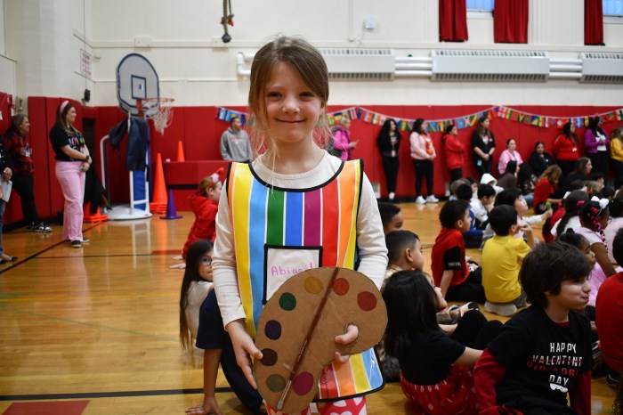 Students in costumes at the celebration.