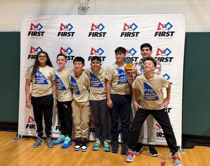 The Mineola High School eighth grade robotics team, Mineola RoboSharks, earned the FTC Rising Star Award at a recent competition.
