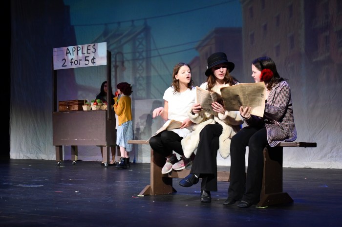 Students played for laughs in an "Annie Jr. performance.