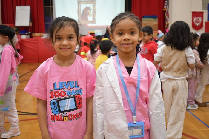 Students dressed for the 100 theme.