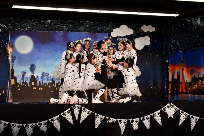 Student performers sang and danced in "101 Dalmatians."