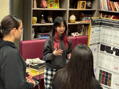 Roslyn High School seniors shared their research with Introduction to Research students.